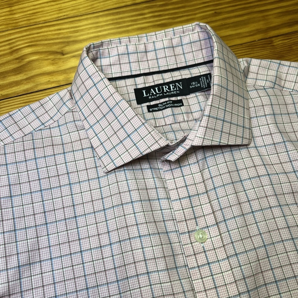 Lauren Ralph Lauren Slim Fit Stretch Non Iron Black Label‎ Shirt Sz 16.5 34/35